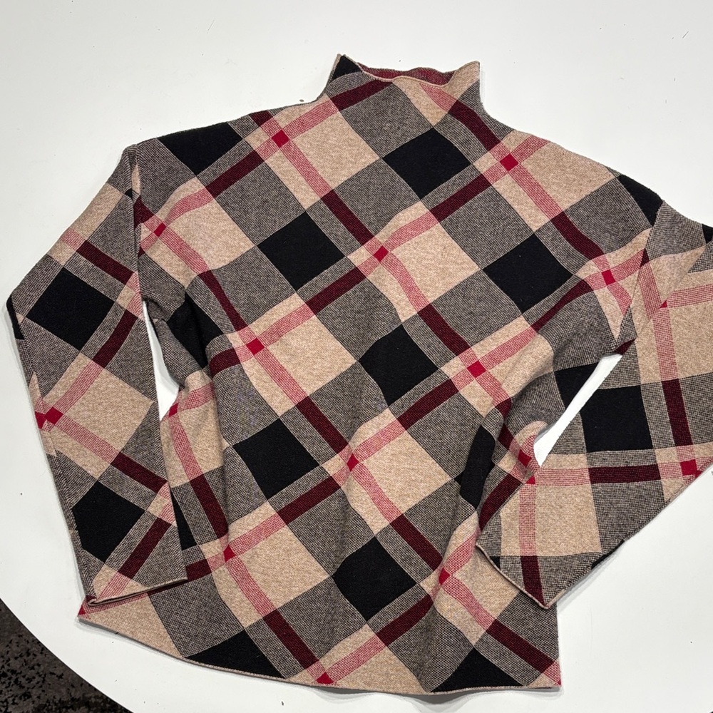 Rachel Zoe Plaid Turtleneck Sweater - Black, Red, Tan